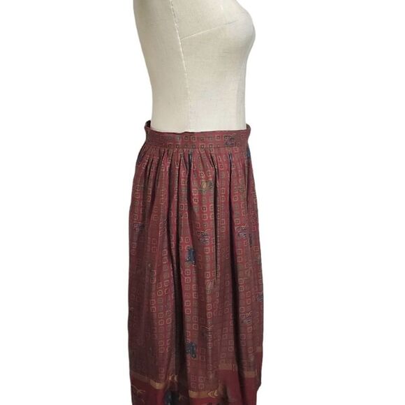Herman Geist Vintage Burgundy Riding Print Skirt - Picture 3 of 6